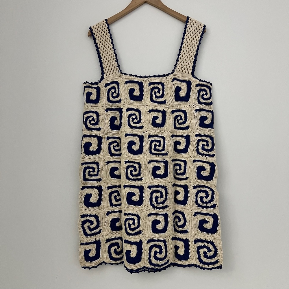 RHODE Blue and Cream Mini Dress - Picture 5 of 9